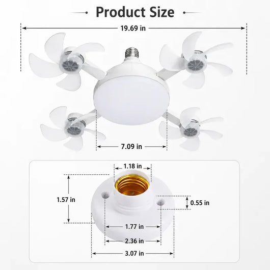 SocketFan — 2-in-1 Screw-In Ceiling Fan Light