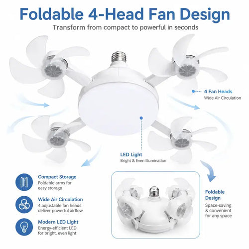 SocketFan — 2-in-1 Screw-In Ceiling Fan Light