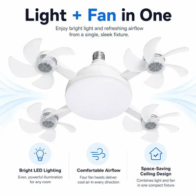 SocketFan — 2-in-1 Screw-In Ceiling Fan Light