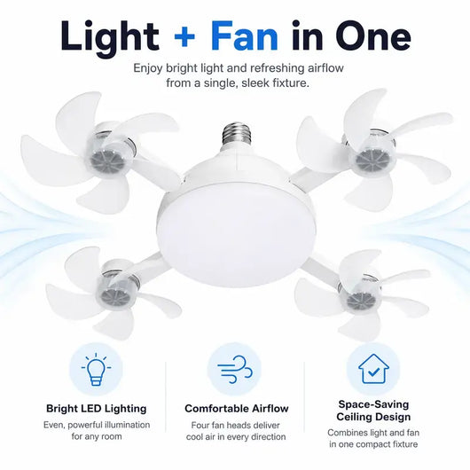 SocketFan — 2-in-1 Screw-In Ceiling Fan Light